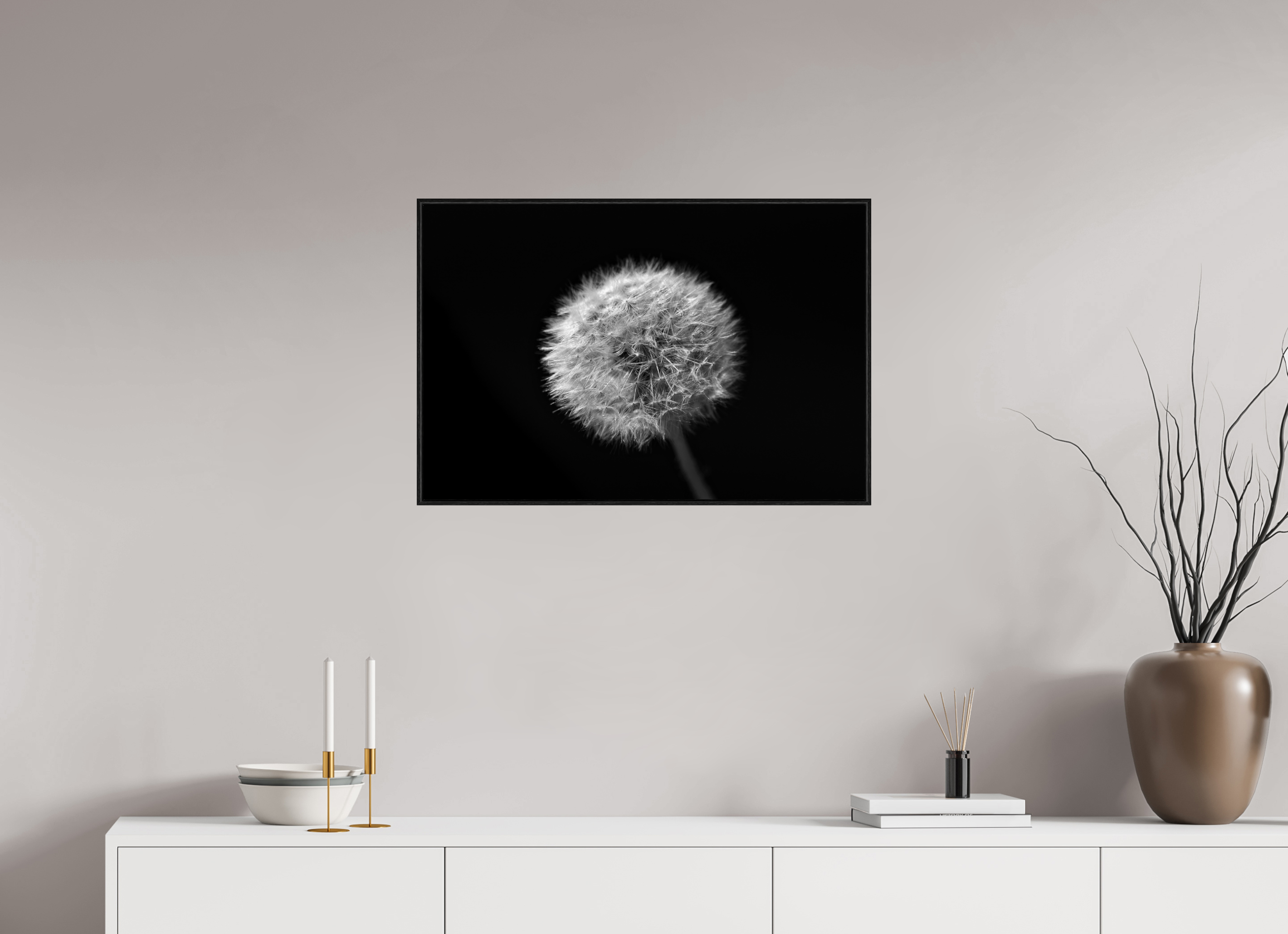 75 x 50 cm, Foto im schwarzen Schattenfugen-Rahmen hinter Acryglas, 2 mm, glänzend Ice Crystal Ball Flower