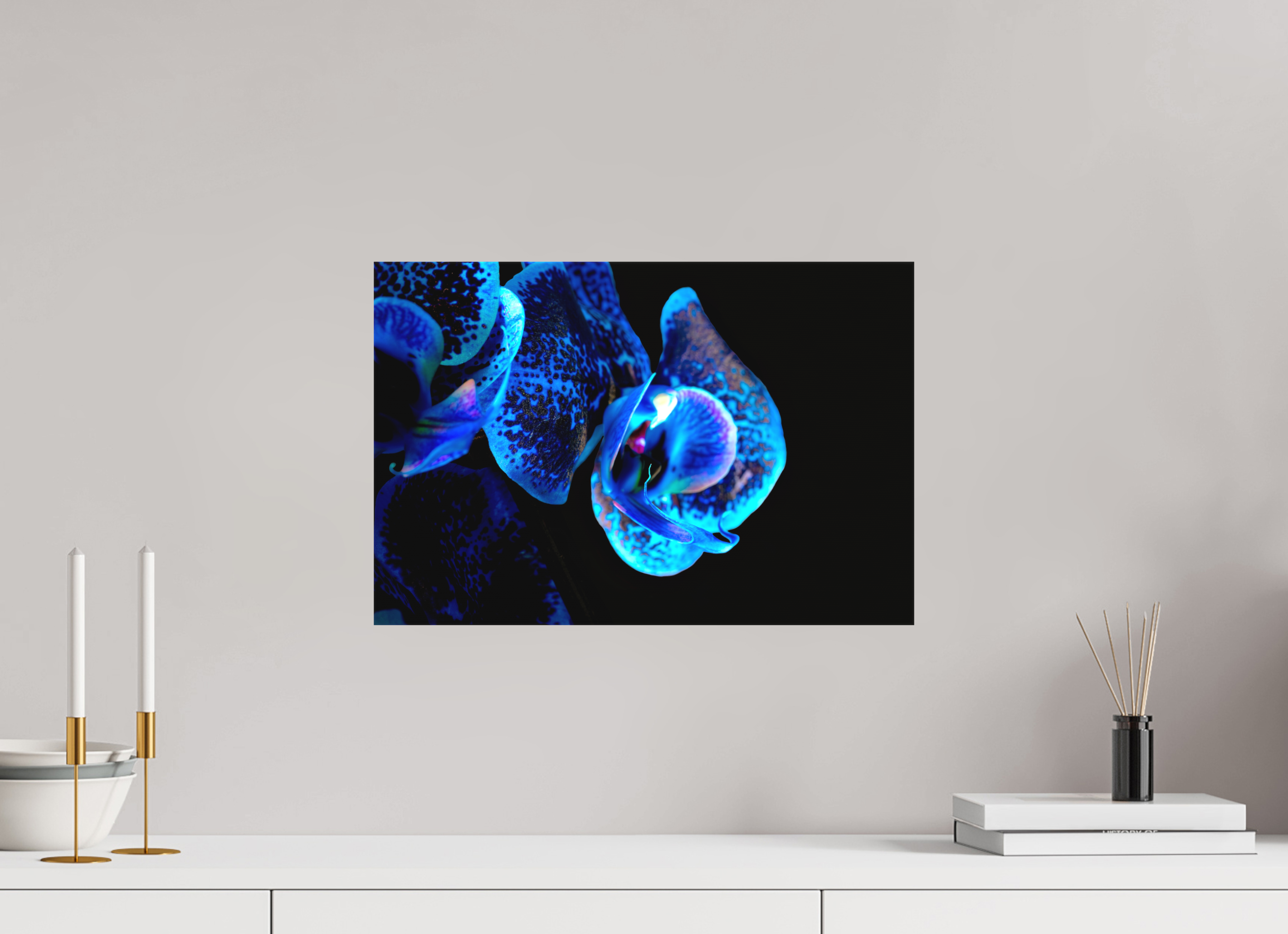 45 x 30 cm, Foto-Leinwand aus hochwertigem Textil, 40mm Lapislazuli Chameleon Flower