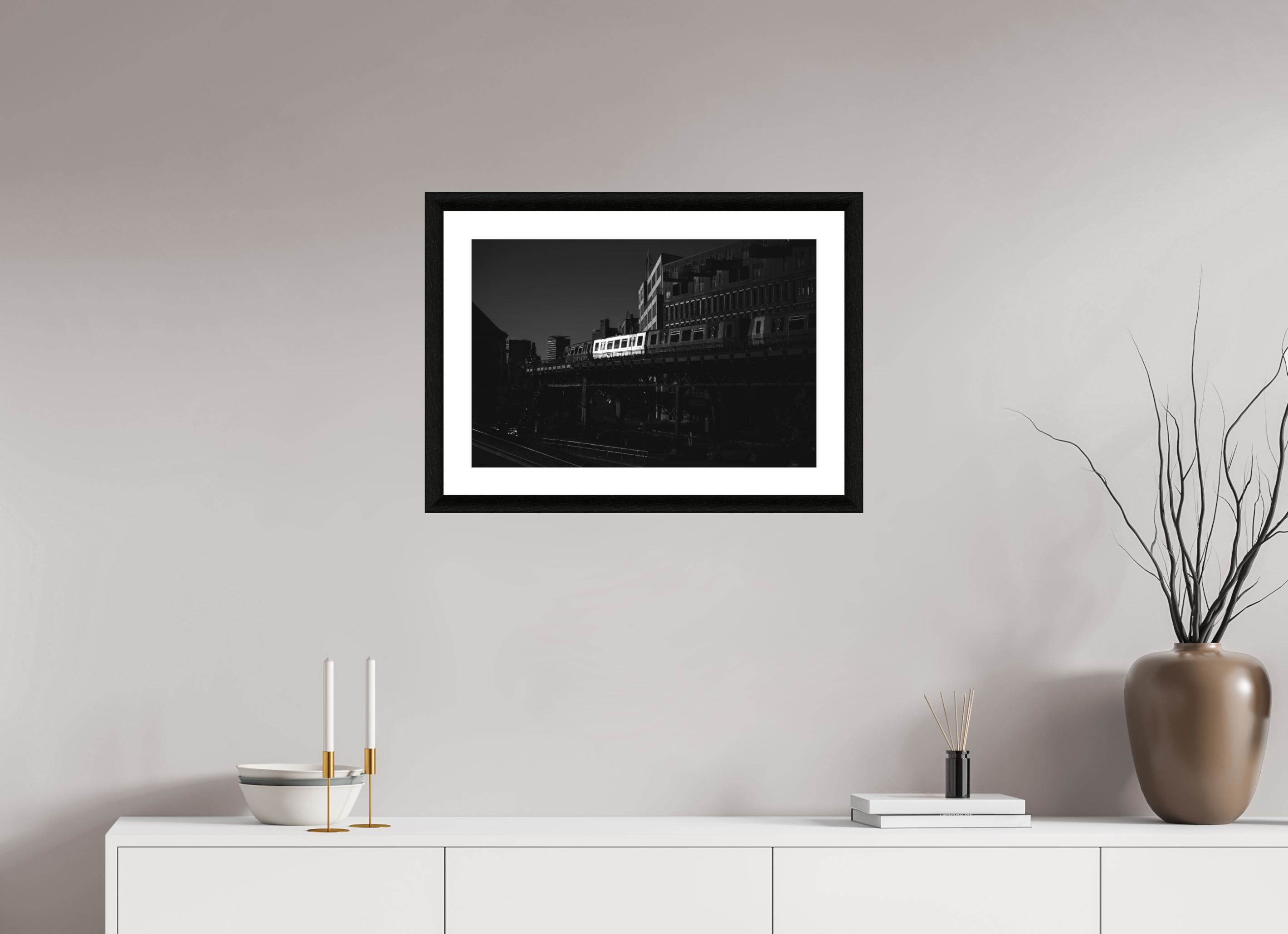60 x 40 cm, Foto im schwarzen Ebenholz Rahmen 30mm, Museumsglas, Passepartout Hochweiß Rapid Metropolis