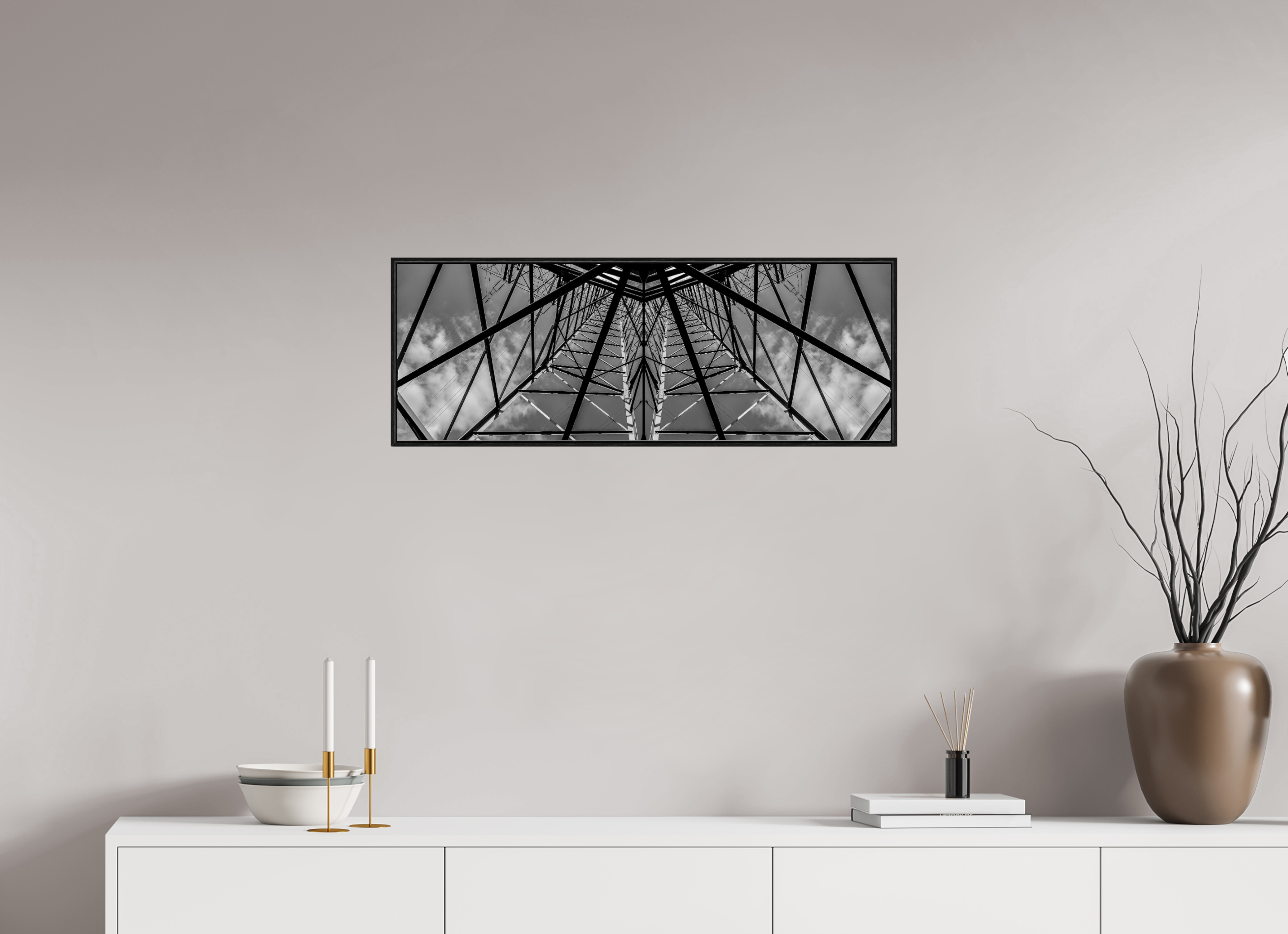 83,8 x 30 cm, Foto im schwarzen Schattenfugen-Rahmen hinter Acryglas, 2 mm, glänzend Steel Star Giant