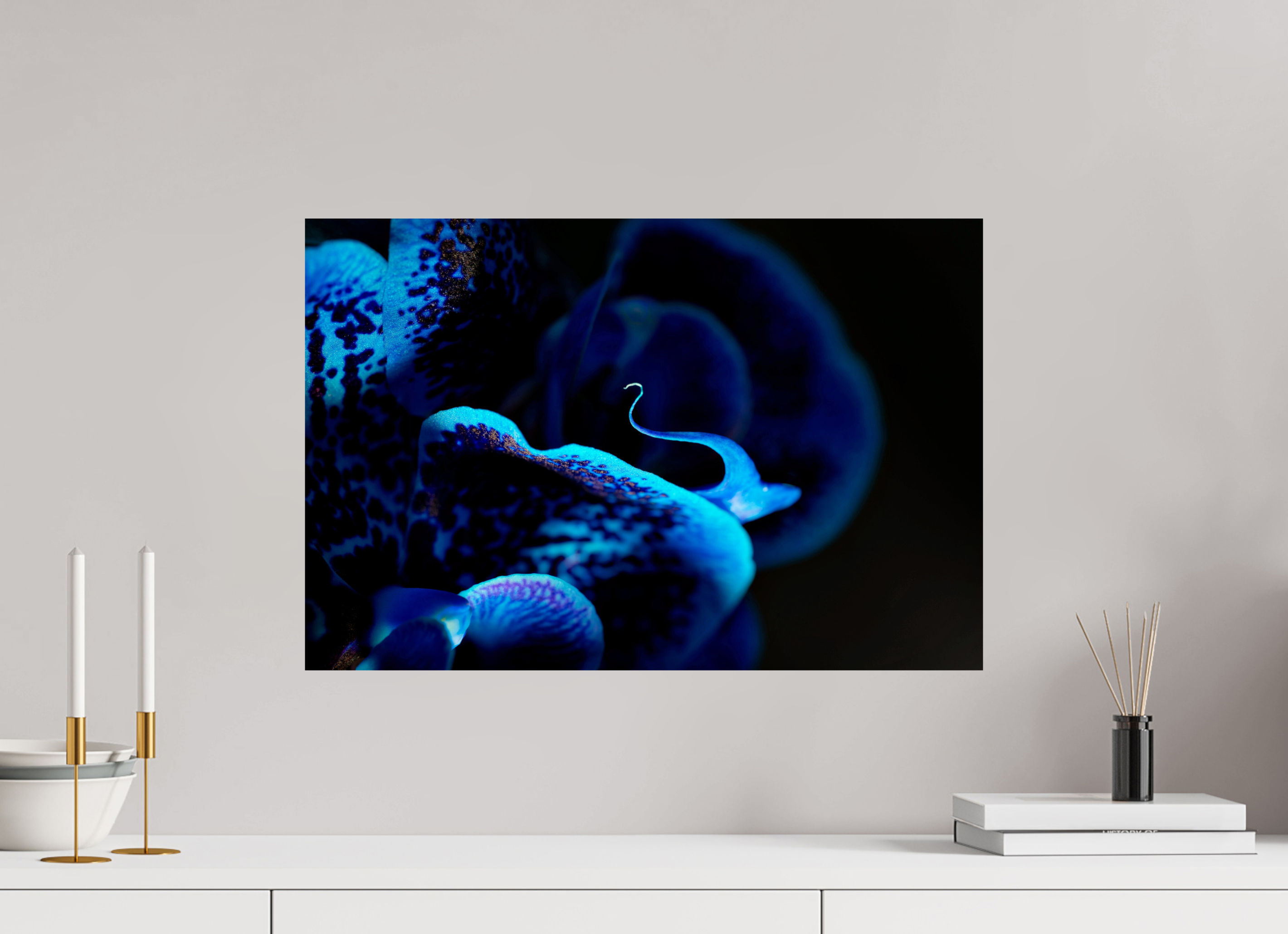 60 x 40 cm, Druck auf Hahnemühle FineArt Baryta Papier ohne Rahmen Ultramarin Flower - Fine Art