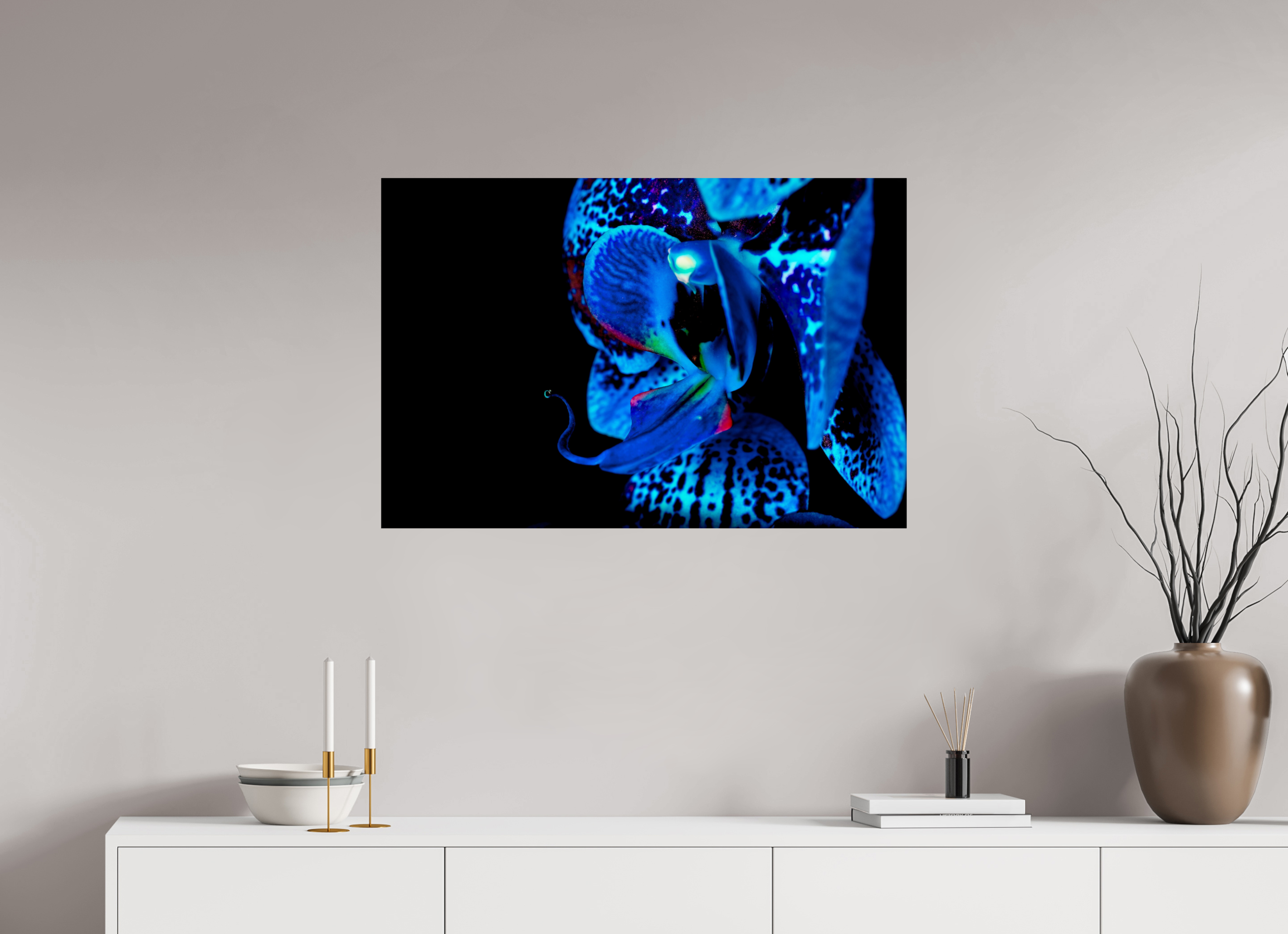 90 x 60 cm, ChromaLuxe HD Metal Print, mit Aufhängung Indigo Ammer Flower