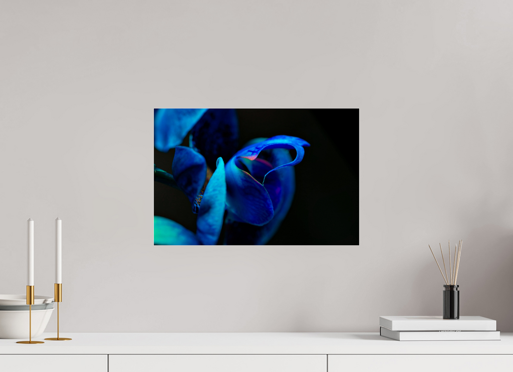 45 x 30 cm, Acrylglas, glänzend, 2 mm, Dibond 3 mm, mit Aufhängung Midnight Blue Hart Flower