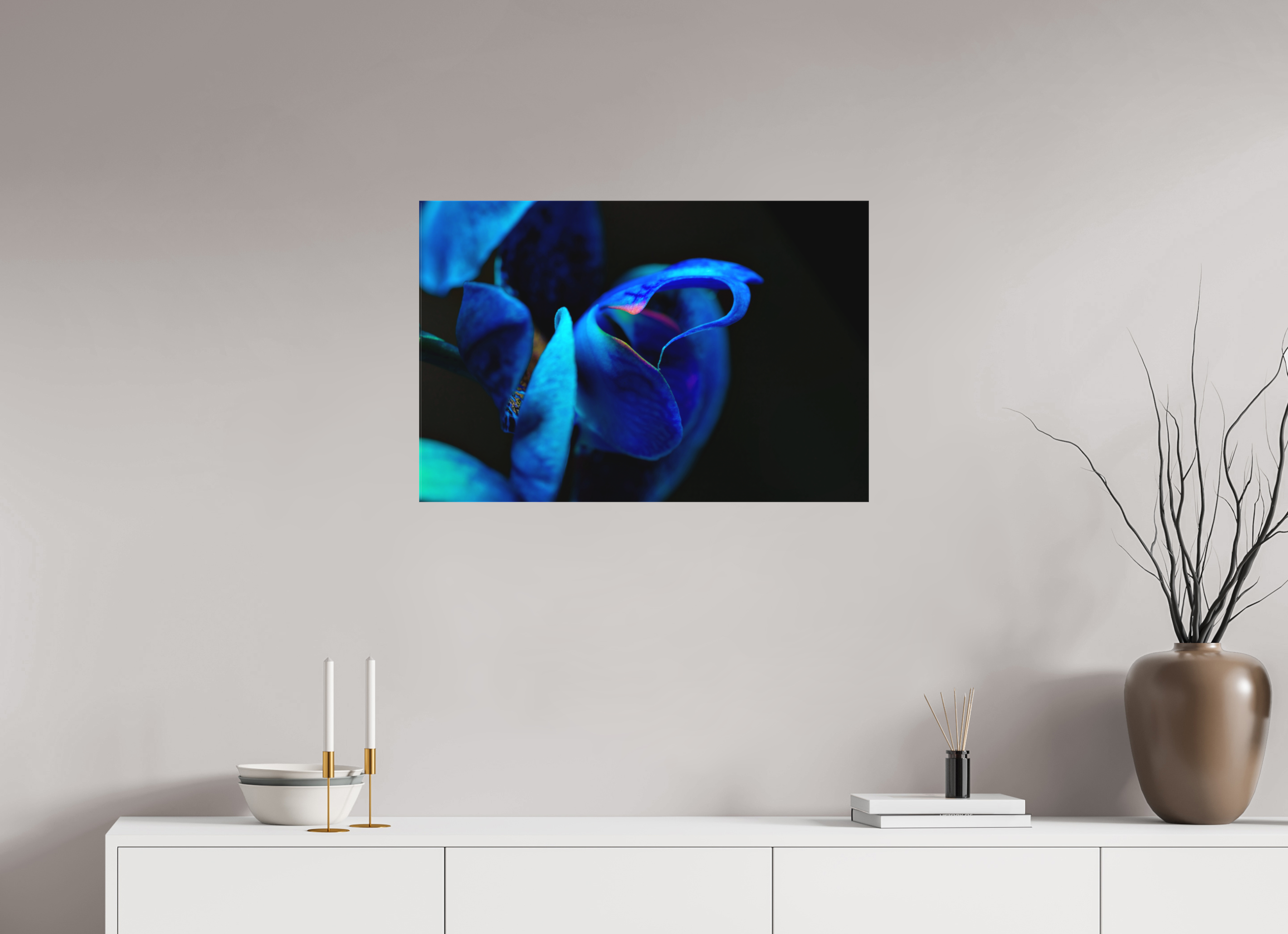 75 x 50 cm, Foto-Leinwand aus hochwertigem Textil, 40mm Midnight Blue Hart Flower