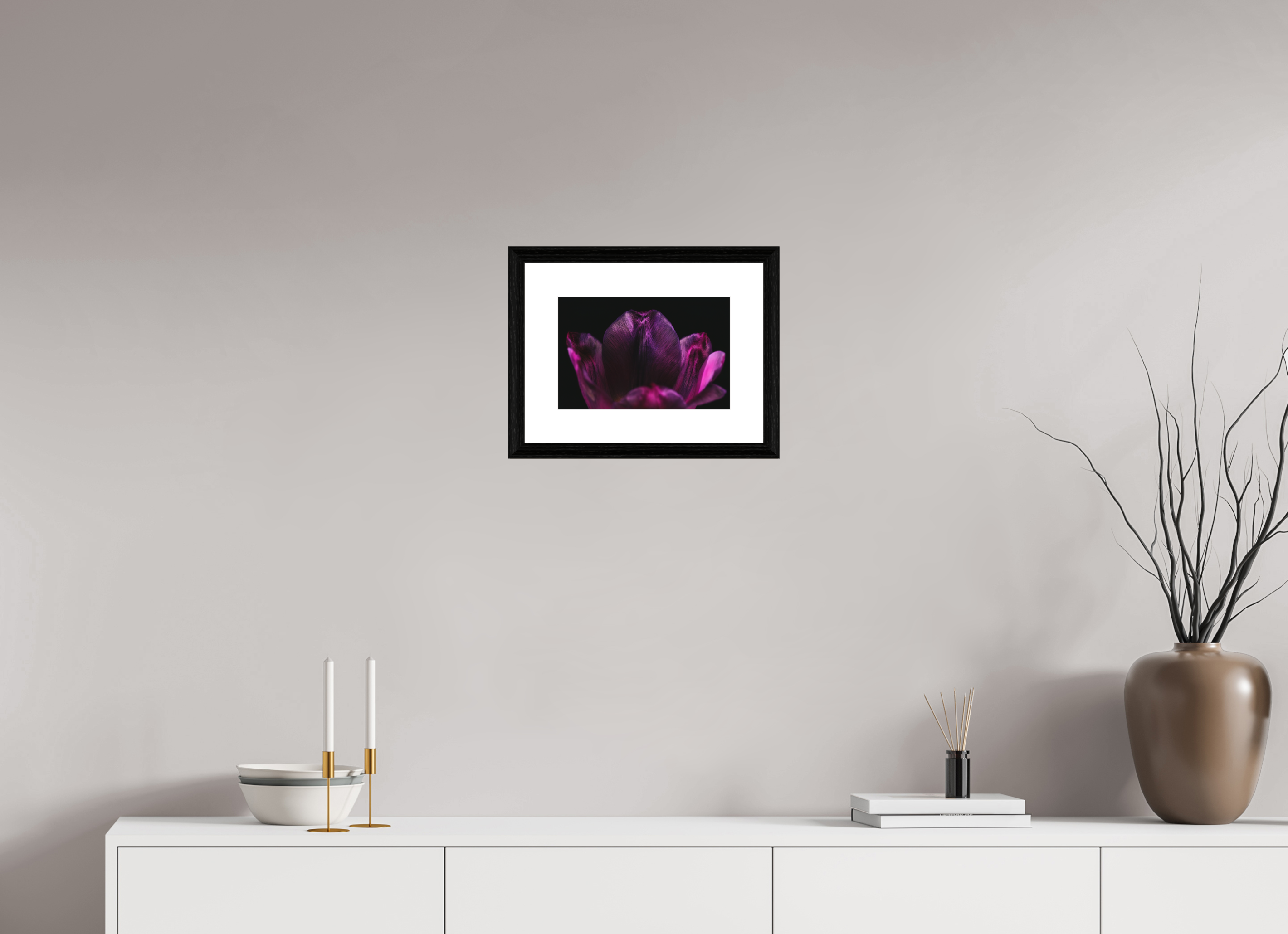30 x 20 cm, Hahnemühle FineArt Baryta im schwarzem Rahmen, weißes Passepartout Purple Silent