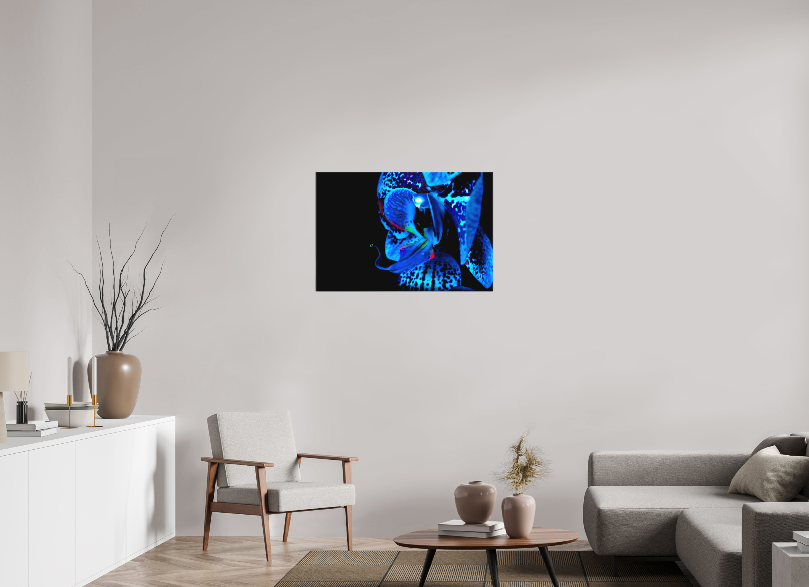 90 x 60 cm, Foto-Leinwand aus hochwertigem Textil, 40mm Indigo Ammer Flower
