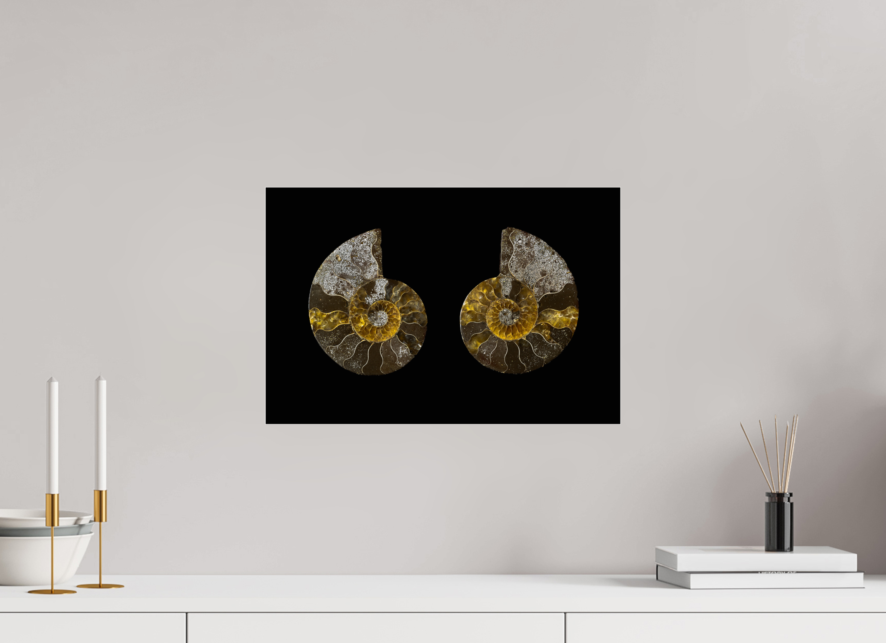 45 x 30 cm, Acrylglas, glänzend, 2 mm, Dibond 3 mm, mit Aufhängung Fossil Memory