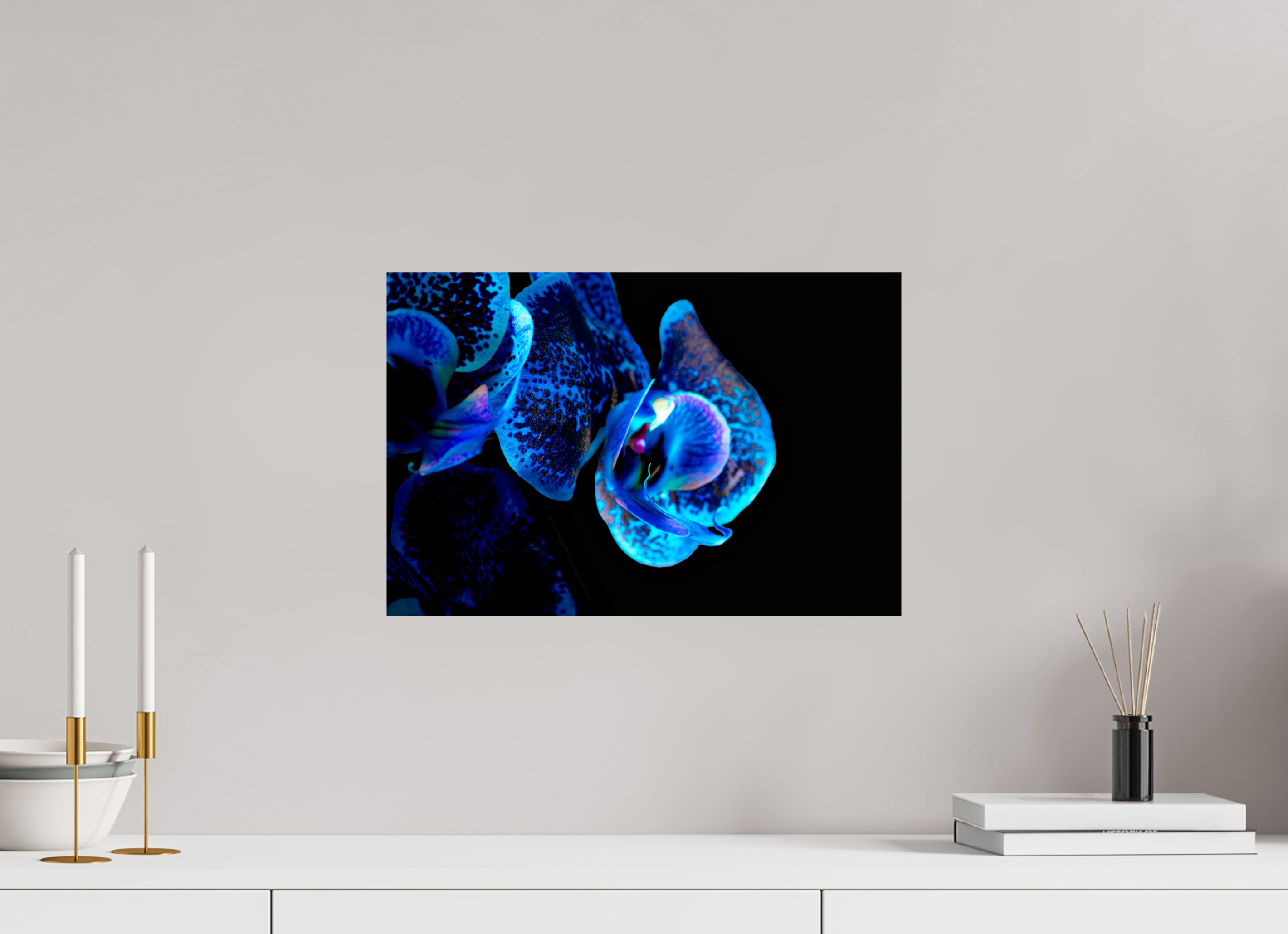 45 x 30 cm, ChromaLuxe HD Metal Print, mit Aufhängung Lapislazuli Chameleon Flower