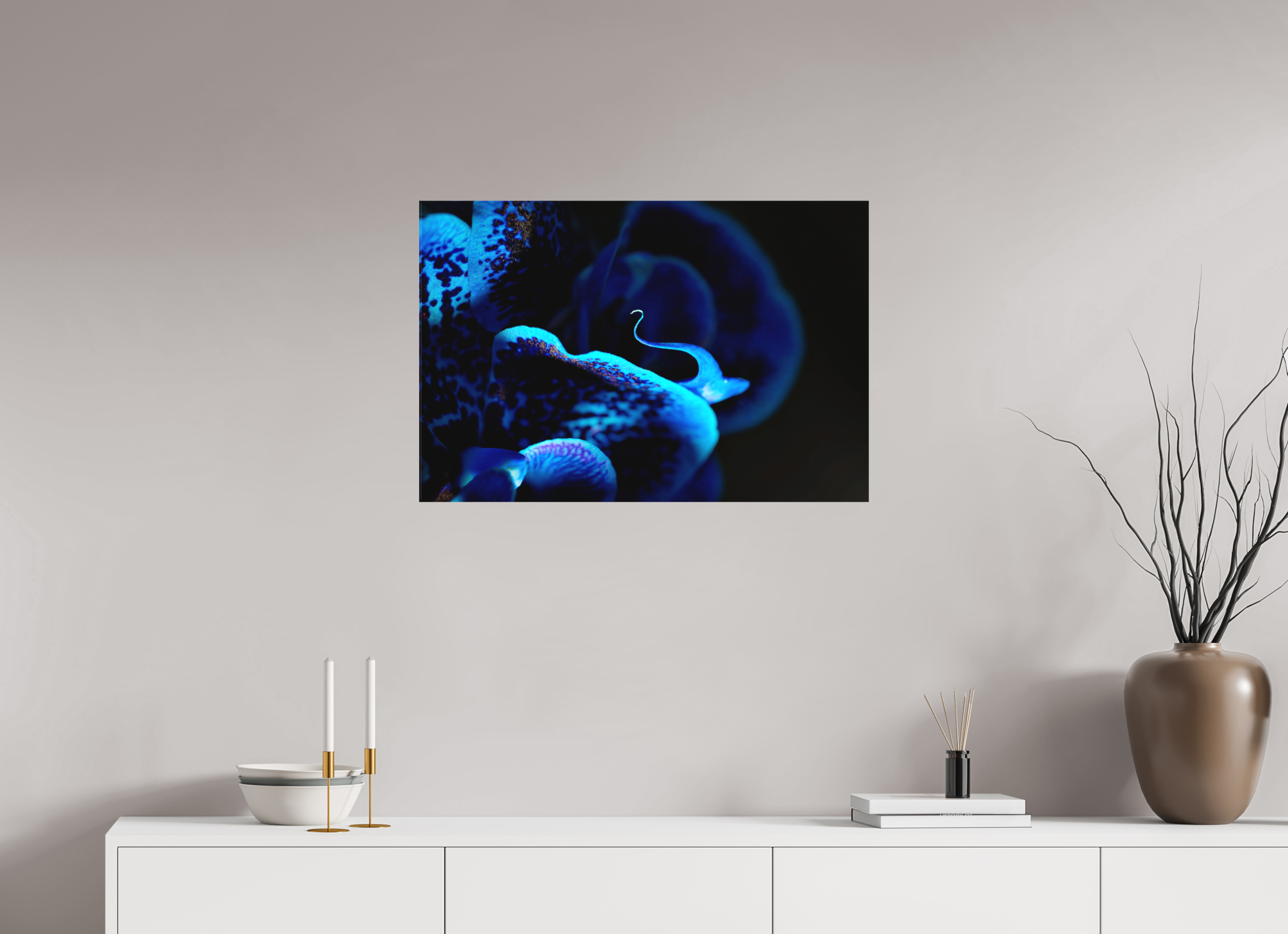 75 x 50 cm, Foto-Leinwand aus hochwertigem Textil, 40mm Ultramarin Flower