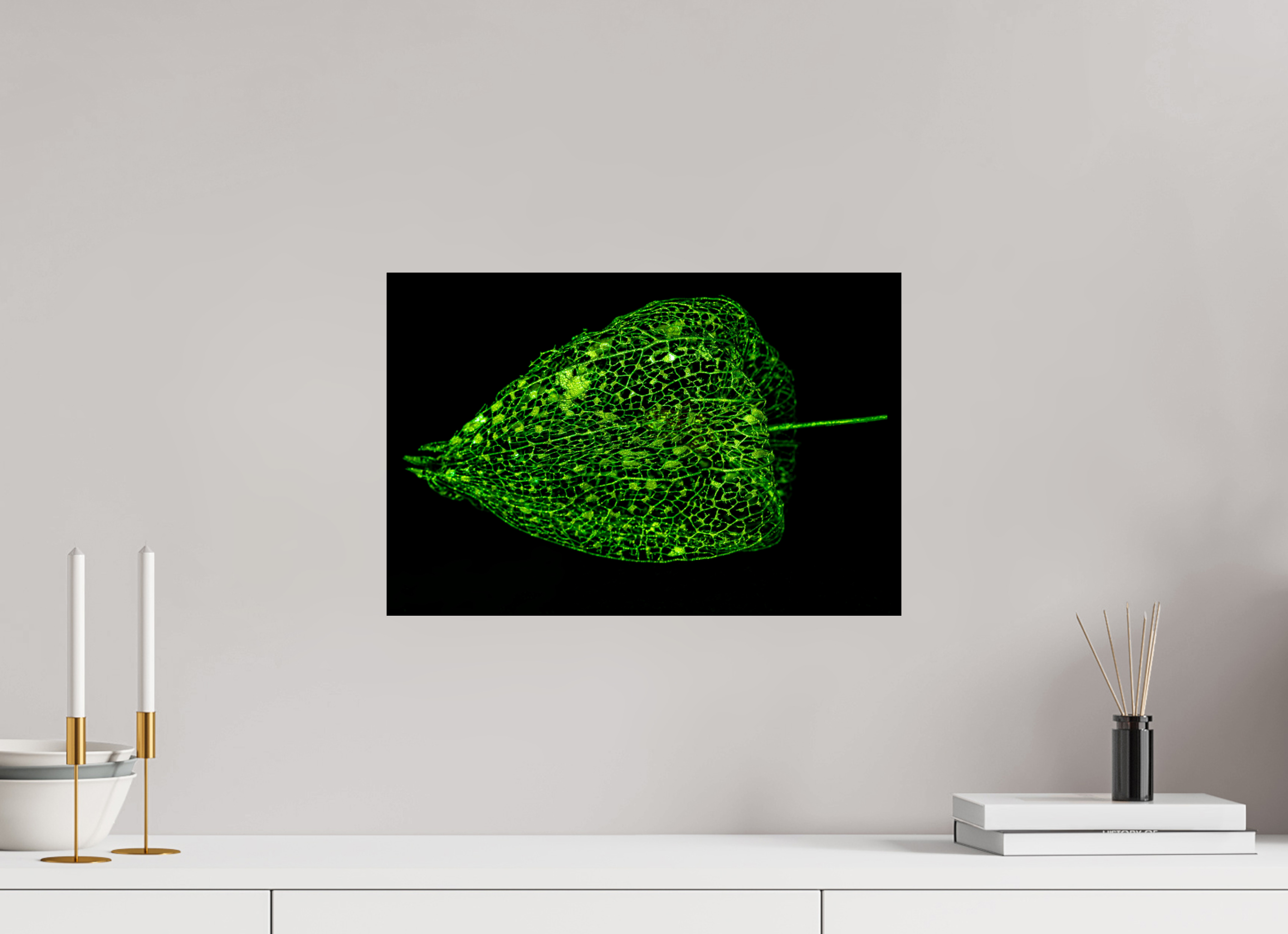 45 x 30 cm, ChromaLuxe HD Metal Print, mit Aufhängung Grünes Farbleuchten