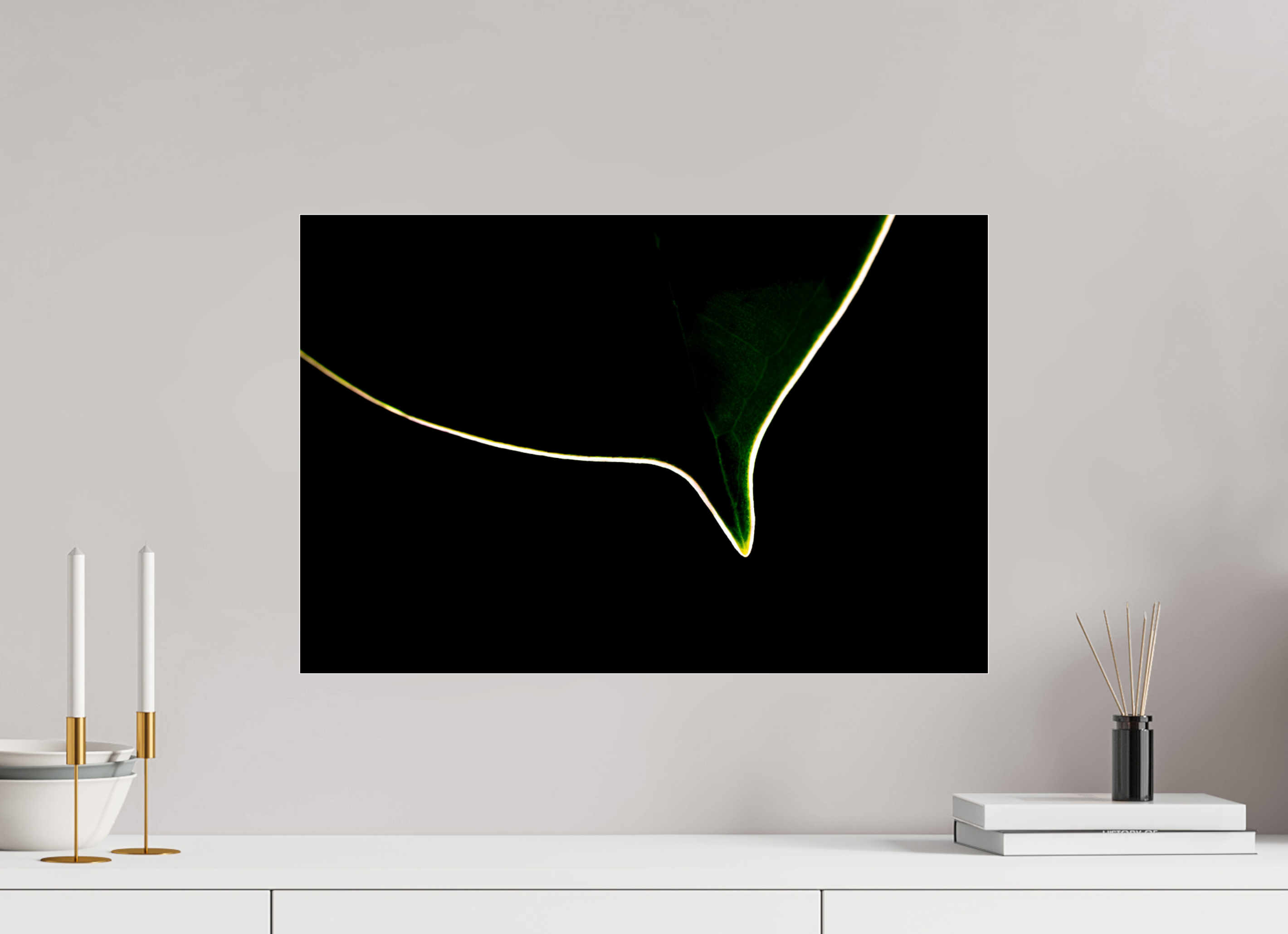 60 x 40 cm, Acrylglas, glänzend, 2 mm, Dibond 3 mm, mit Aufhängung Glowing Line