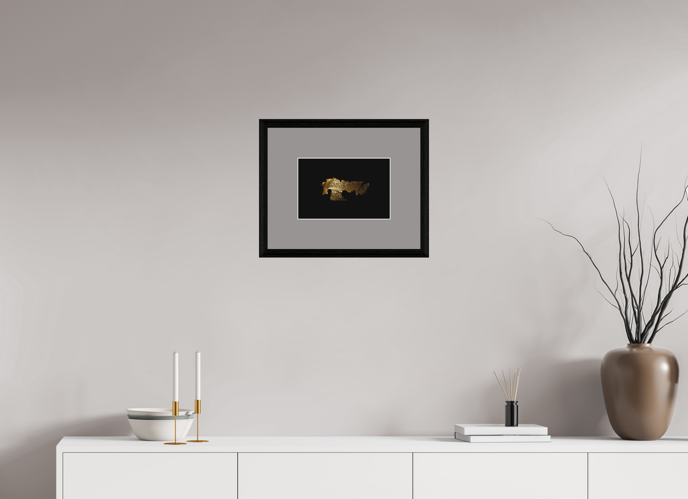 30 x 20 cm, Hahnemühle FineArt Baryta im schwarzen Eichen Rahmen, 27mm,Museumsglas, Passepartout Dunkelgrau Golden Grace - Fine Art